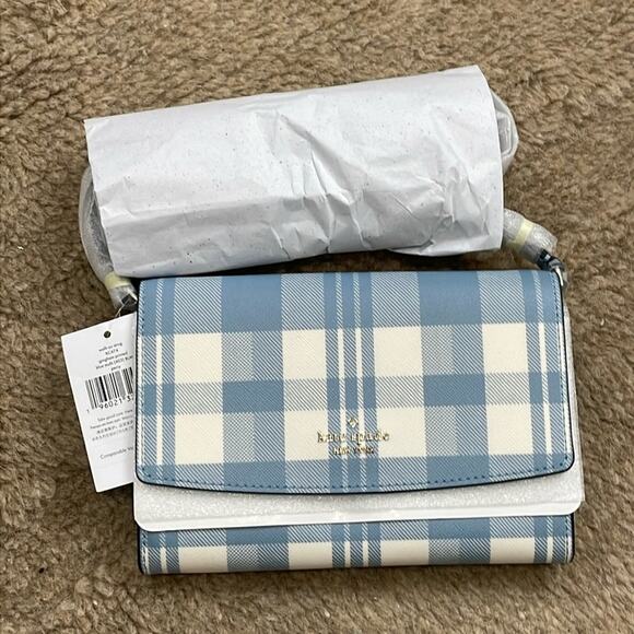 Kate Spade Crossbody Bag Small Blue Plaid Multi New Retails $289 - Picture 3 of 7